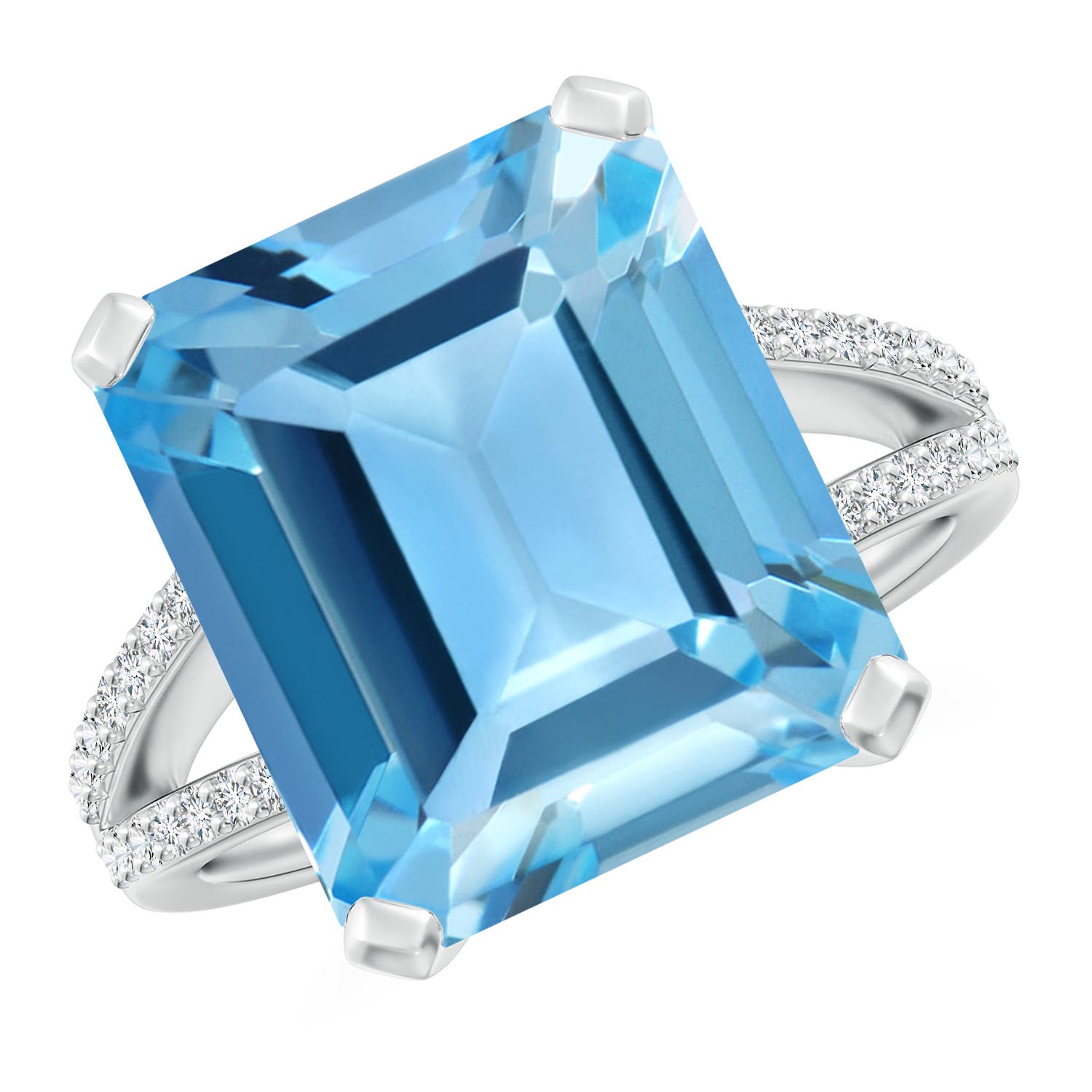 AA - Swiss Blue Topaz / 12.22 CT / 14 KT White Gold