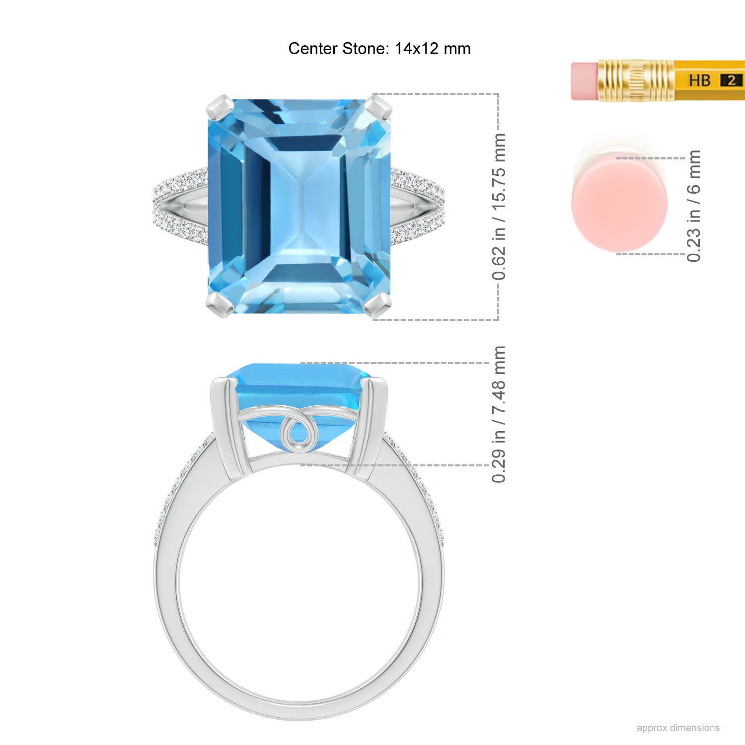 AA - Swiss Blue Topaz / 12.22 CT / 14 KT White Gold