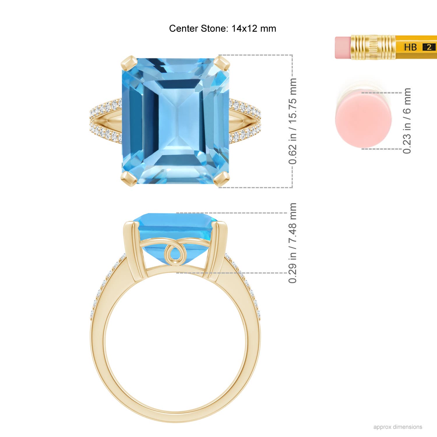 AA - Swiss Blue Topaz / 12.22 CT / 14 KT Yellow Gold