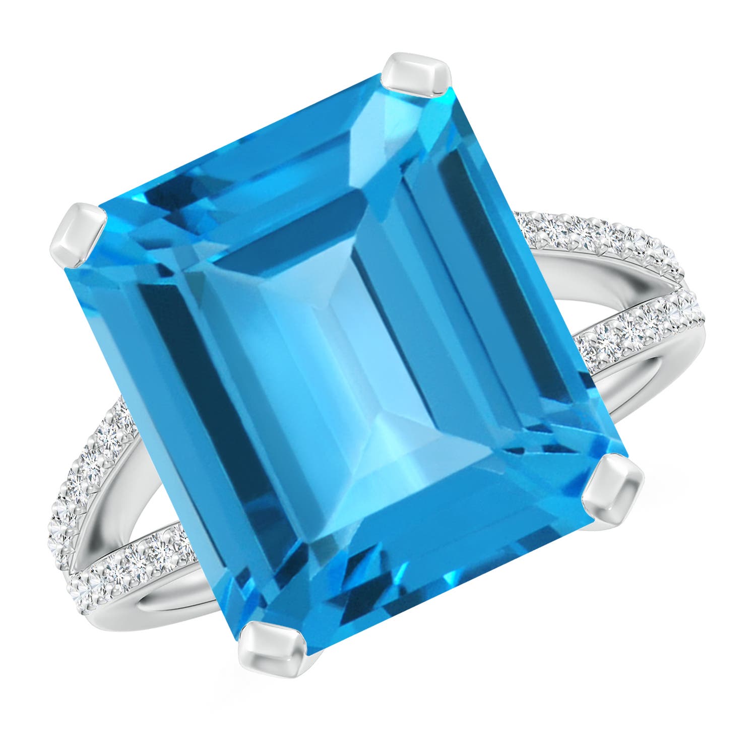 AAA - Swiss Blue Topaz / 12.22 CT / 14 KT White Gold