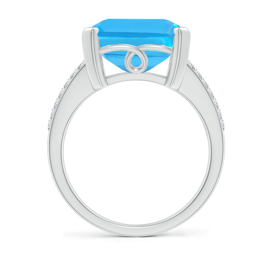 14x12mm AAA Emerald-Cut Swiss Blue Topaz Split Shank Cocktail Ring in White Gold side-1