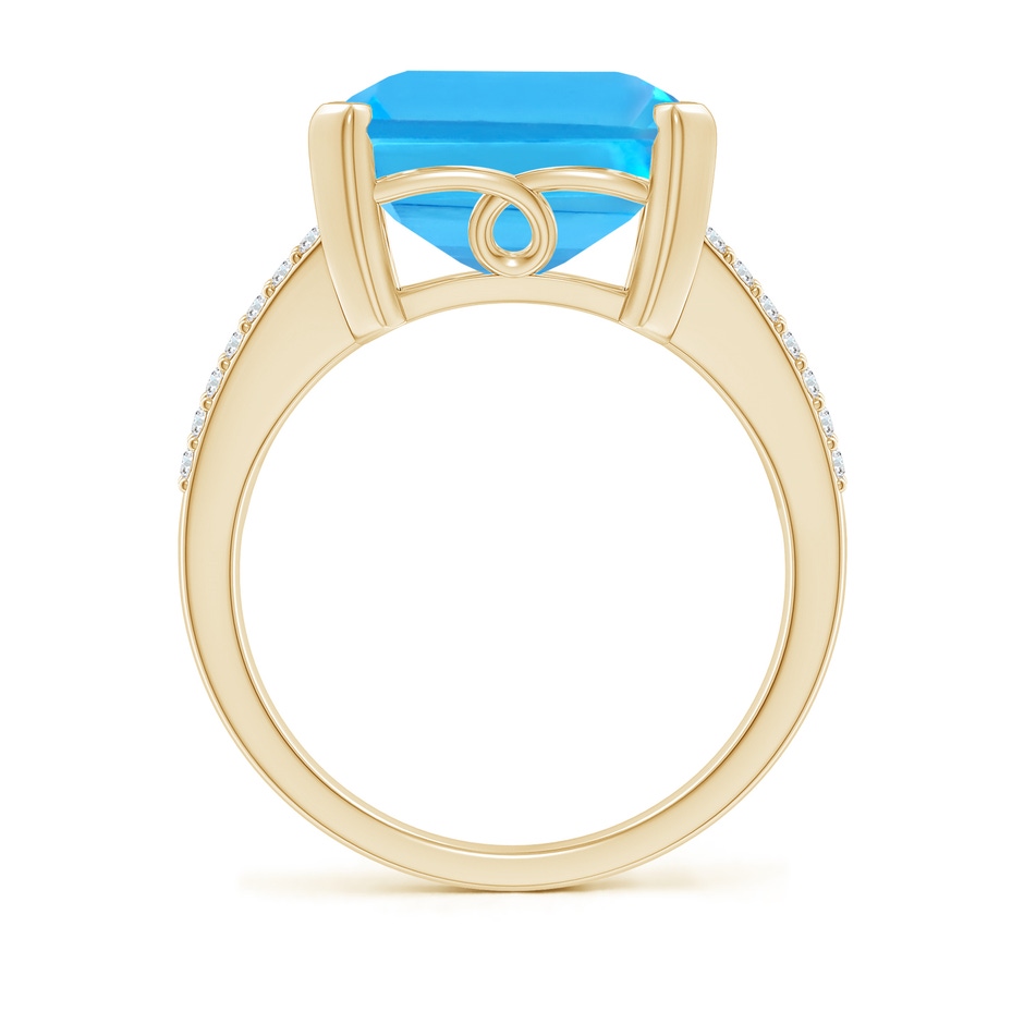 14x12mm AAA Emerald-Cut Swiss Blue Topaz Split Shank Cocktail Ring in Yellow Gold side-1