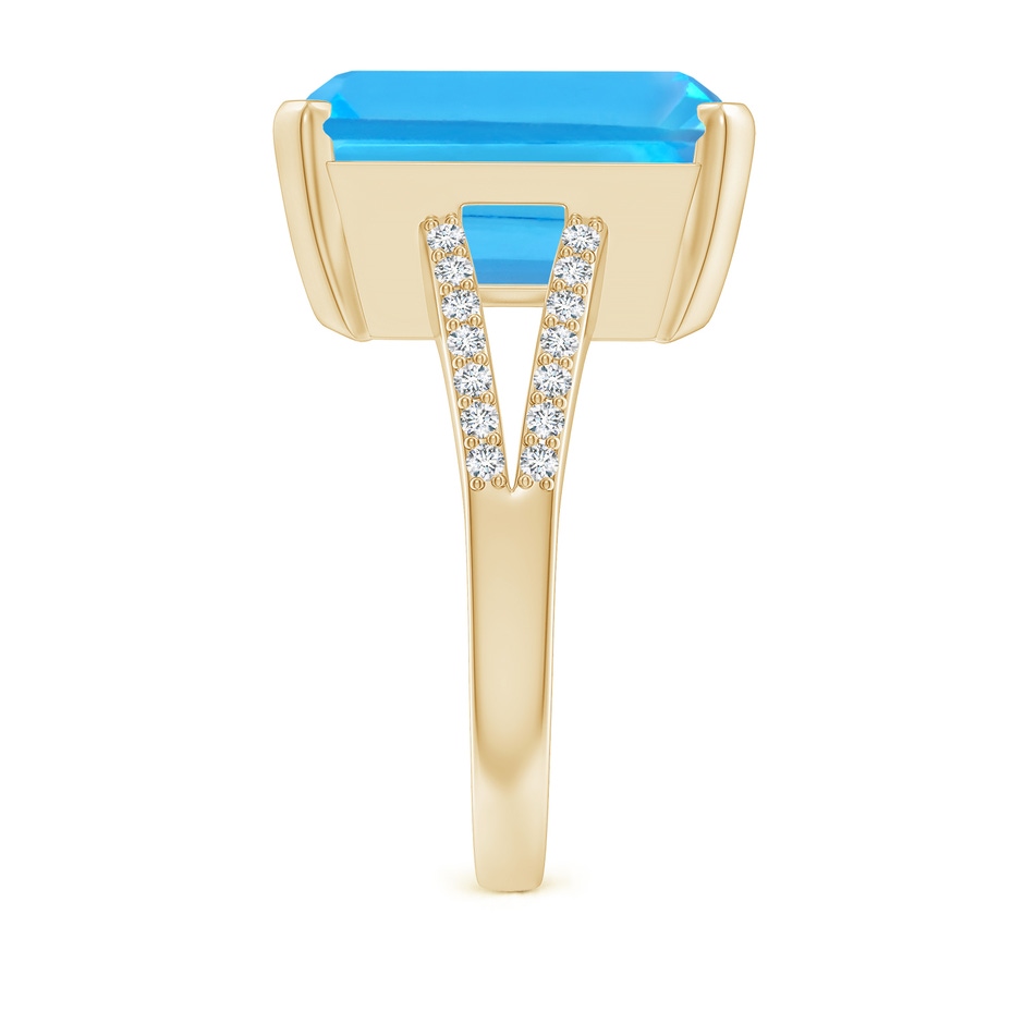 14x12mm AAA Emerald-Cut Swiss Blue Topaz Split Shank Cocktail Ring in Yellow Gold side-2