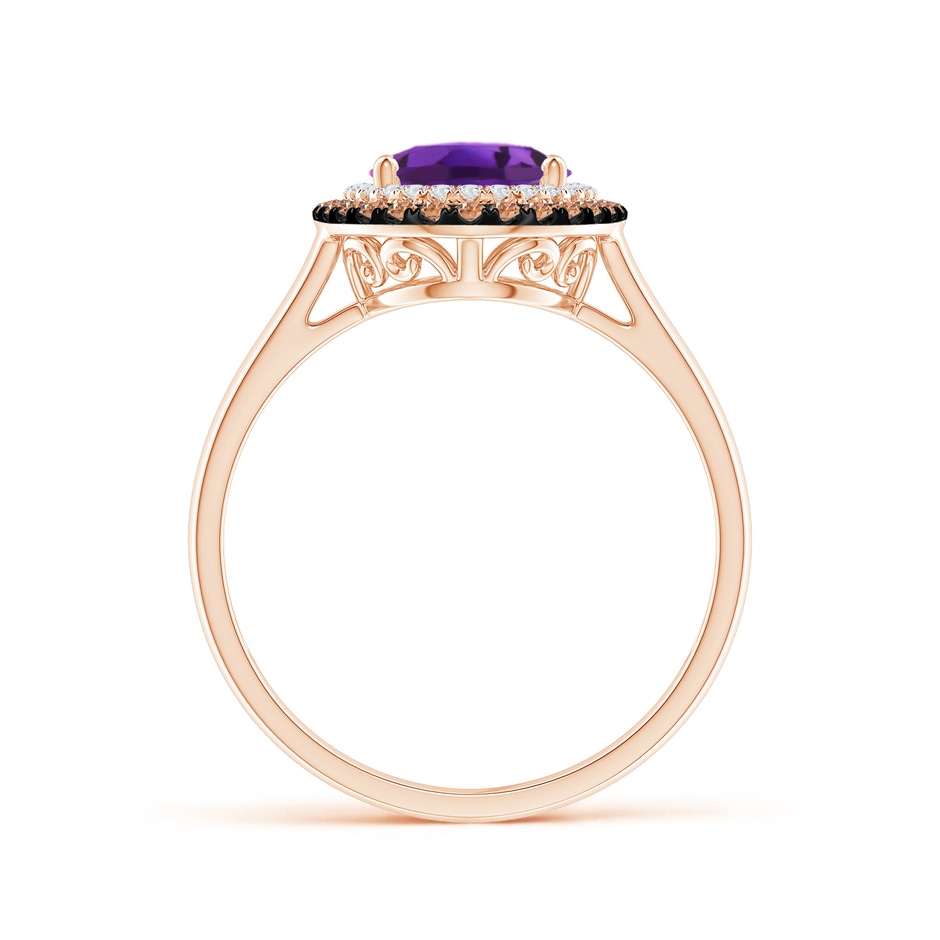 9x7mm AAAA Vintage Style Double Halo Oval Amethyst Ring in Rose Gold product image