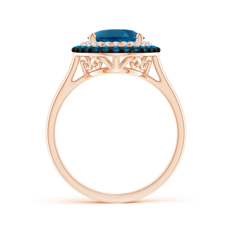 10x8mm AAAA Vintage Style Double Halo Oval London Blue Topaz Ring in Rose Gold product image