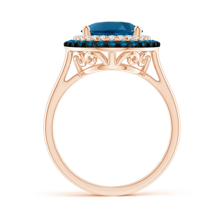 11x9mm AAAA Vintage Style Double Halo Oval London Blue Topaz Ring in Rose Gold product image