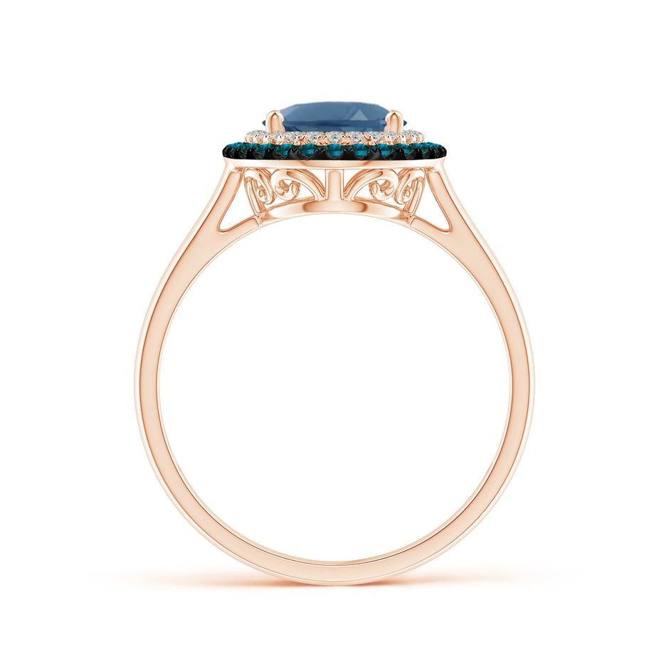 9x7mm A Vintage Style Double Halo Oval London Blue Topaz Ring in 9K Rose Gold product image