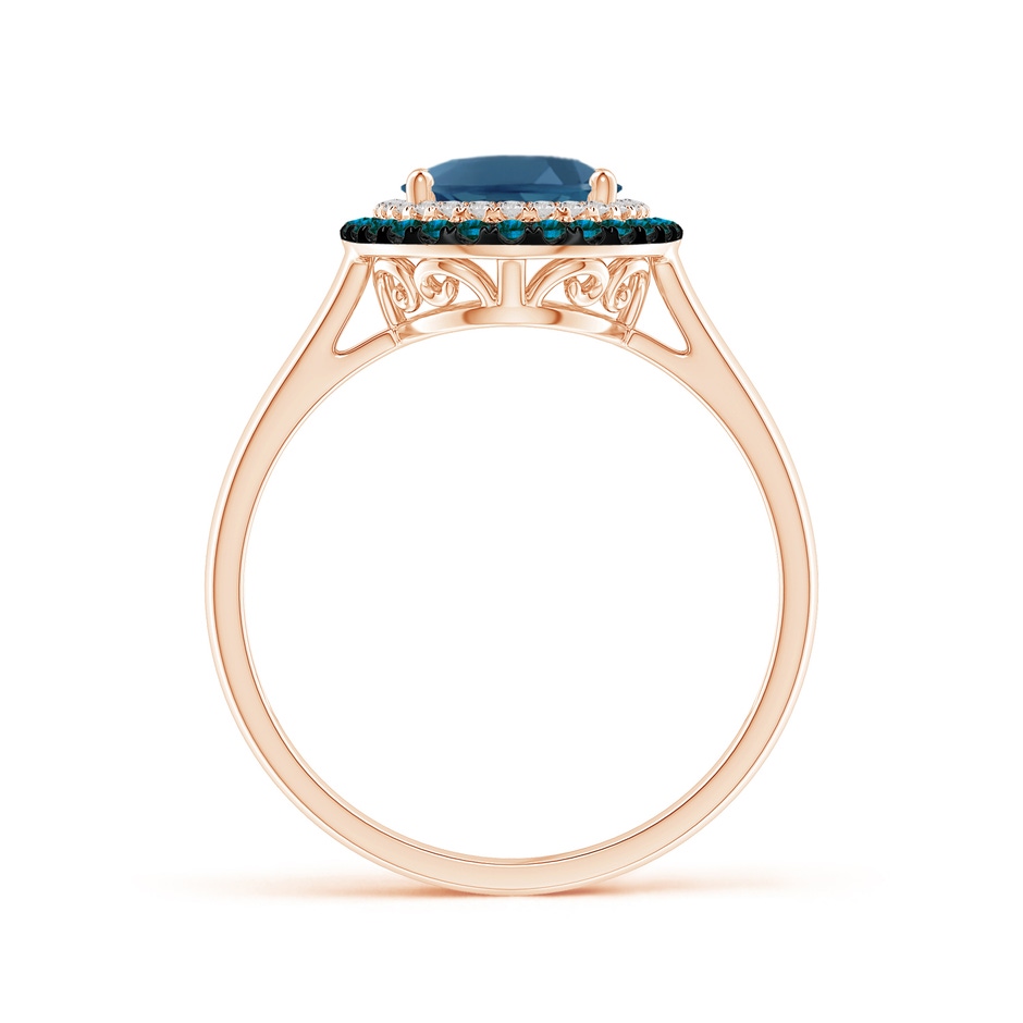 9x7mm AA Vintage Style Double Halo Oval London Blue Topaz Ring in Rose Gold product image