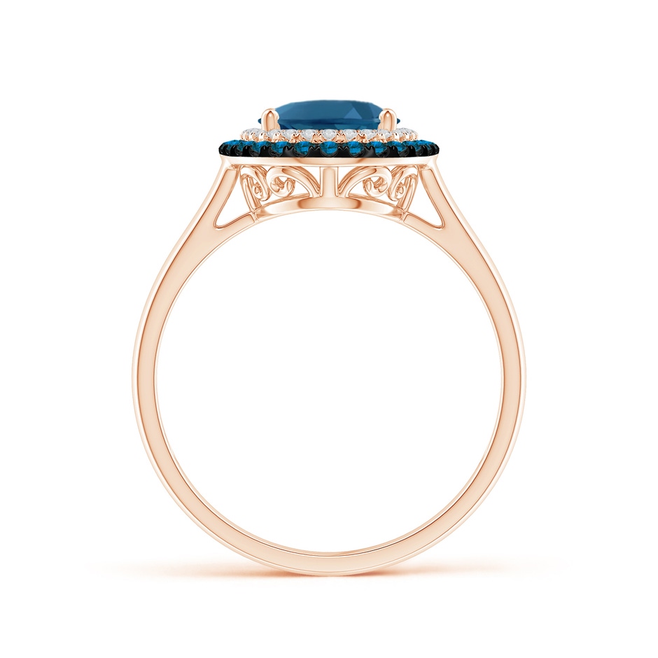 9x7mm AAA Vintage Style Double Halo Oval London Blue Topaz Ring in 9K Rose Gold product image