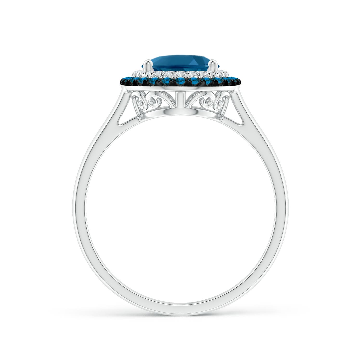 Vintage Style Double Halo Oval London Blue Topaz Ring | Angara Australia