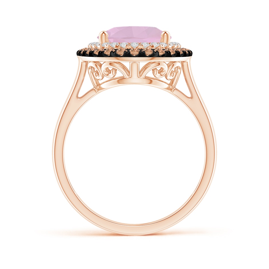 11x9mm AAA Vintage Style Double Halo Oval Rose Quartz Ring in Rose Gold product image