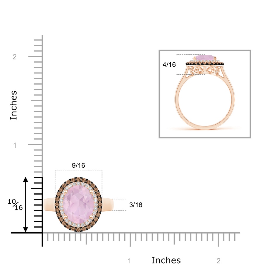 11x9mm AAA Vintage Style Double Halo Oval Rose Quartz Ring in Rose Gold product image