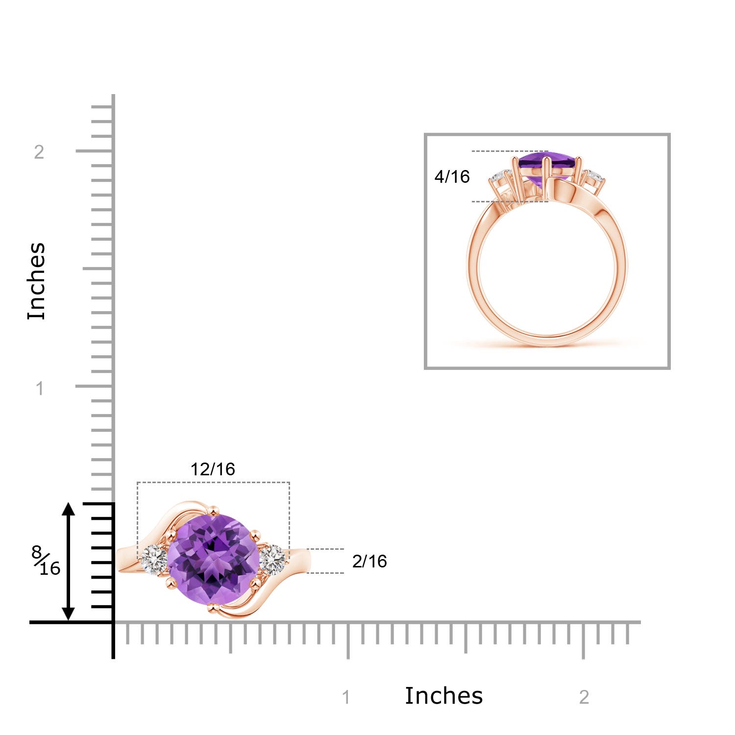 AA - Amethyst / 4.04 CT / 14 KT Rose Gold