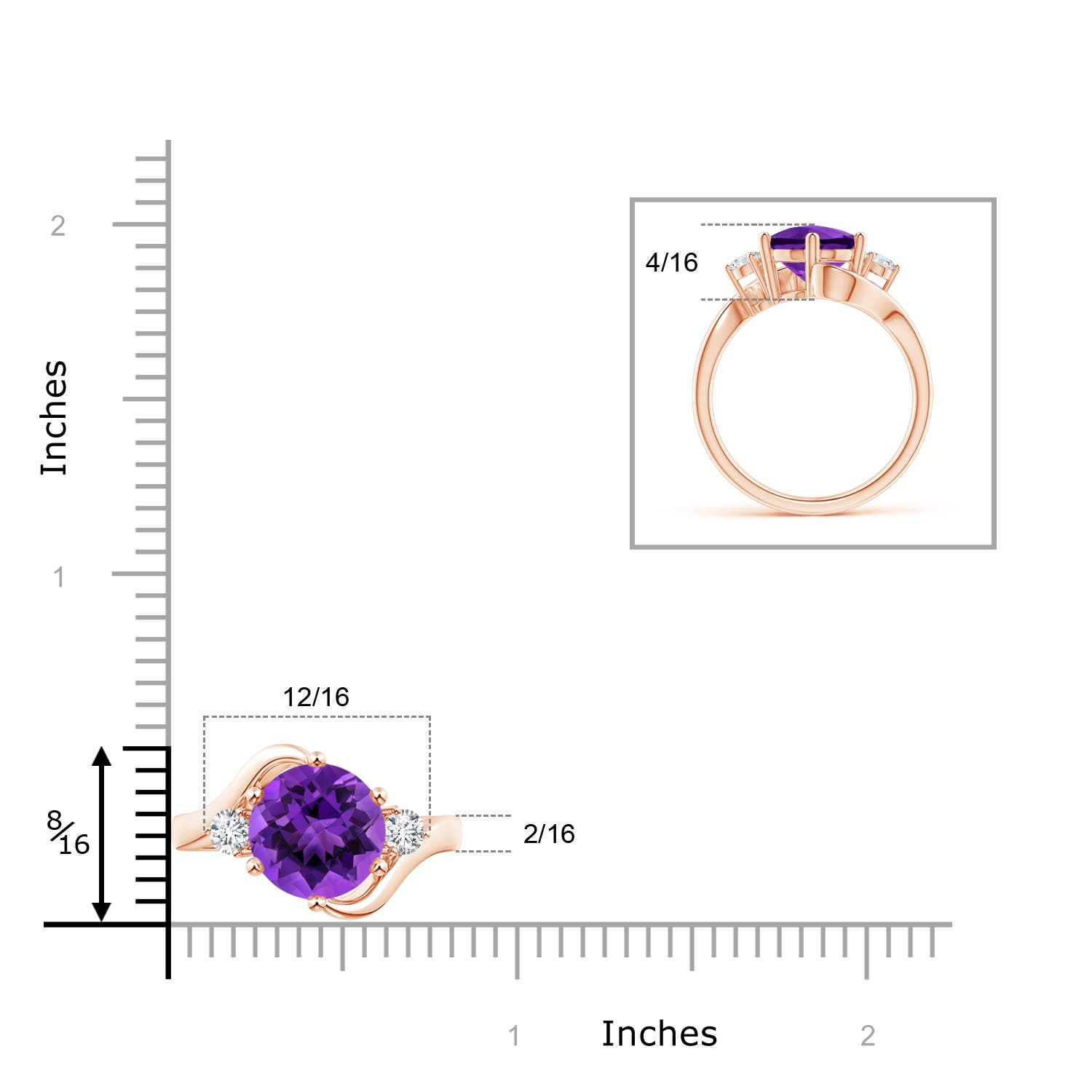 AAAA - Amethyst / 4.04 CT / 14 KT Rose Gold