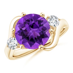 Amethyst Three Stone Engagement Rings