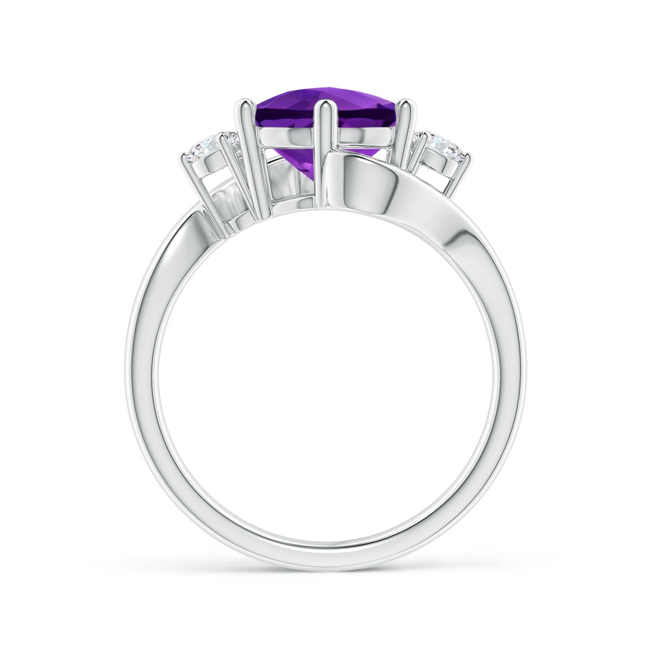 9mm AAAA Round Amethyst and Diamond Three Stone Bypass Ring in White Gold Side-1