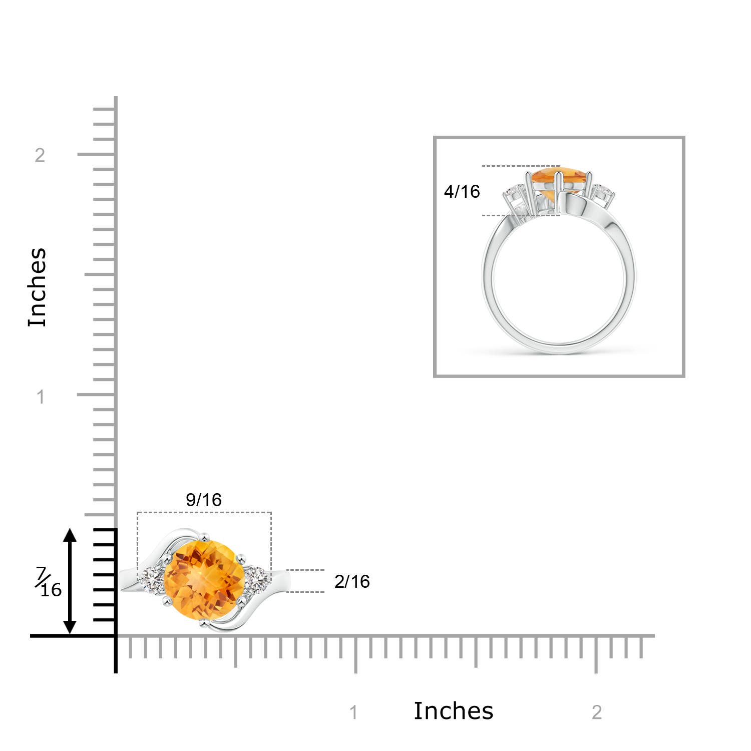 AA - Citrine / 1.84 CT / 14 KT White Gold