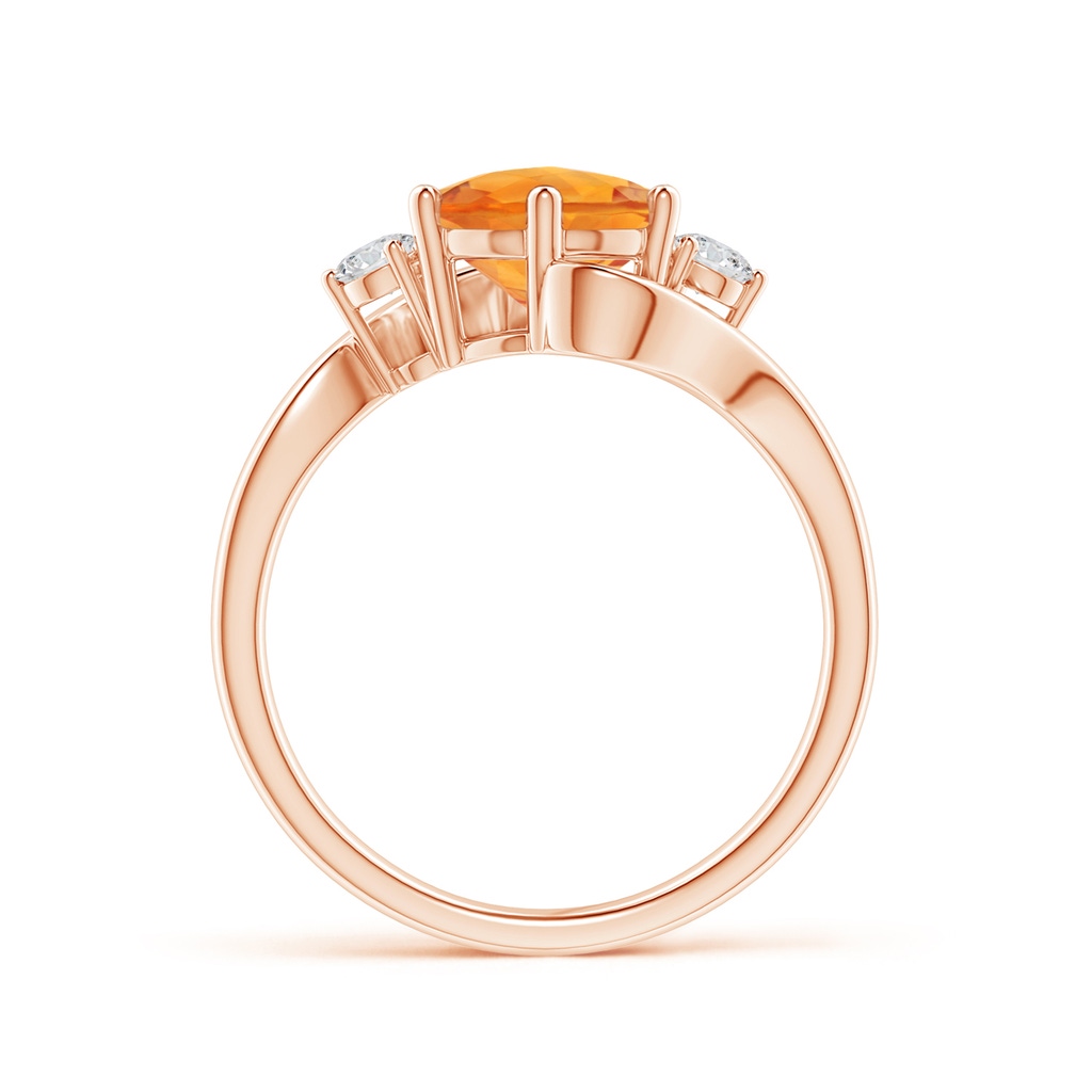 8mm AAA Round Citrine and Diamond Three Stone Bypass Ring in Rose Gold Side-1