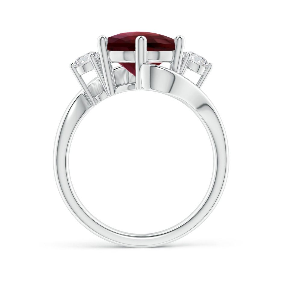 10mm AAA Round Garnet and Diamond Three Stone Bypass Ring in White Gold side-1
