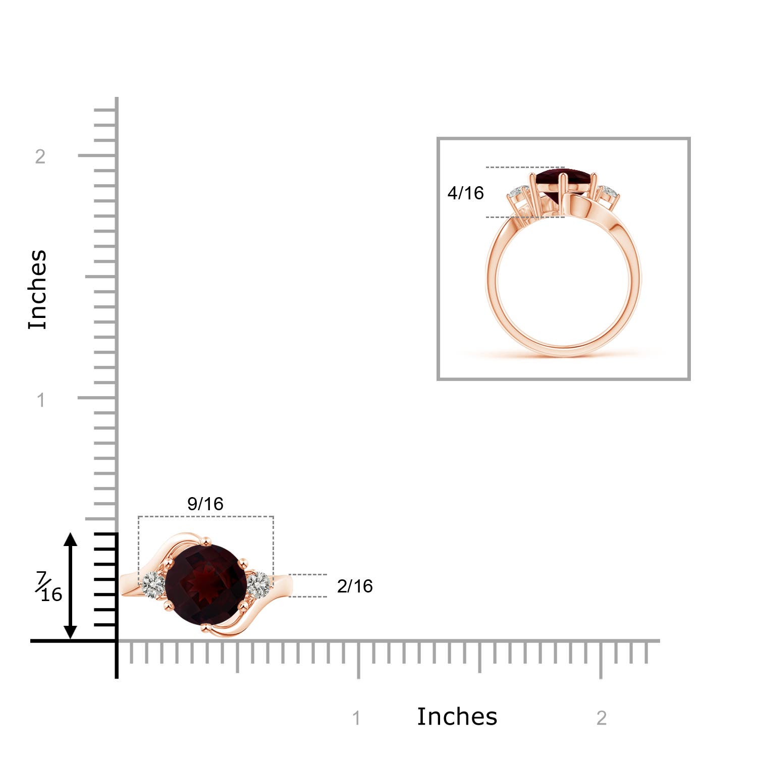 A - Garnet / 2.26 CT / 14 KT Rose Gold