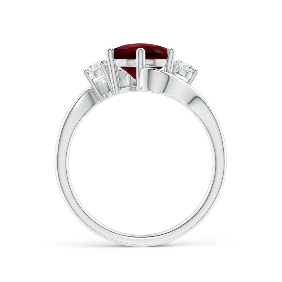 8mm AAAA Round Garnet and Diamond Three Stone Bypass Ring in White Gold Side-1