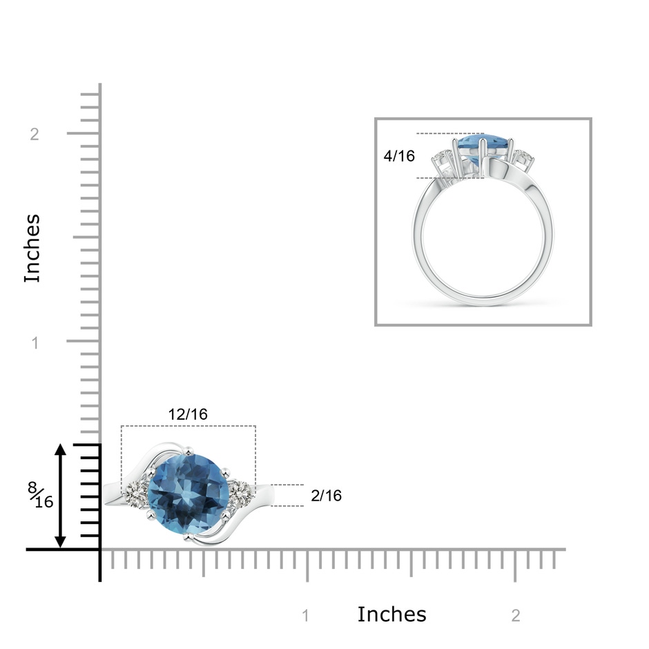 10mm A Round London Blue Topaz and Diamond Three Stone Bypass Ring in White Gold product image