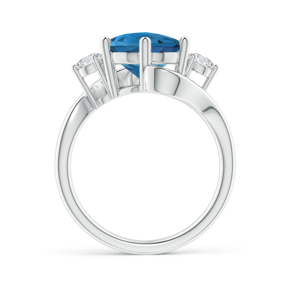 10mm AAA Round London Blue Topaz and Diamond Three Stone Bypass Ring in White Gold product image