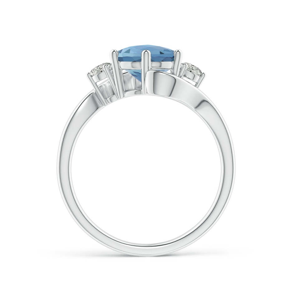 8mm A Round London Blue Topaz and Diamond Three Stone Bypass Ring in White Gold product image