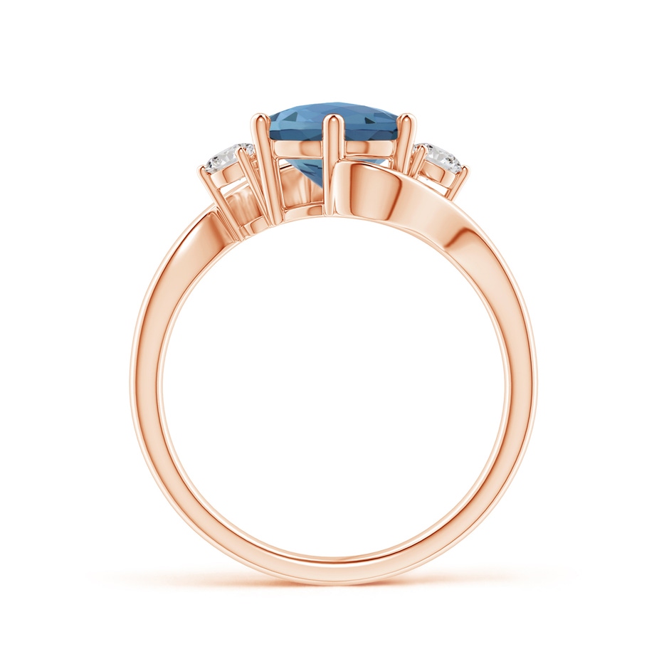 8mm AA Round London Blue Topaz and Diamond Three Stone Bypass Ring in Rose Gold product image