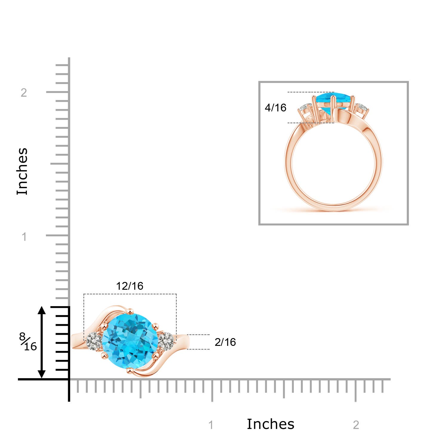 A - Swiss Blue Topaz / 4.47 CT / 14 KT Rose Gold