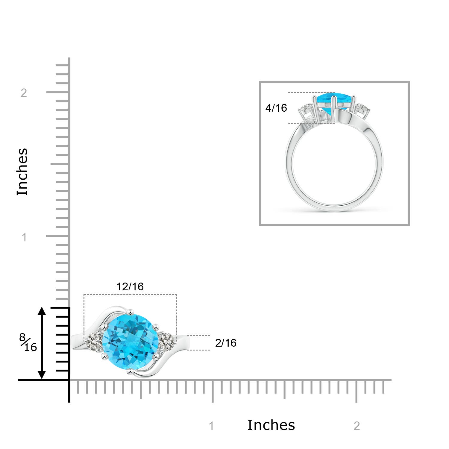 A - Swiss Blue Topaz / 4.47 CT / 14 KT White Gold