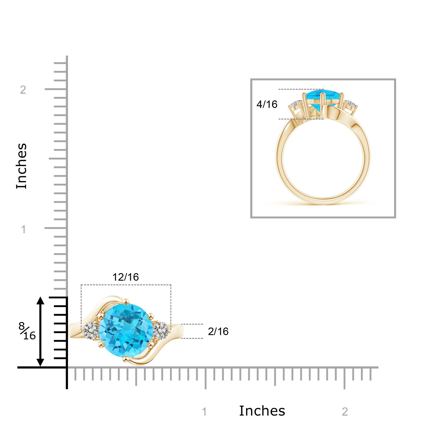 A - Swiss Blue Topaz / 4.47 CT / 14 KT Yellow Gold