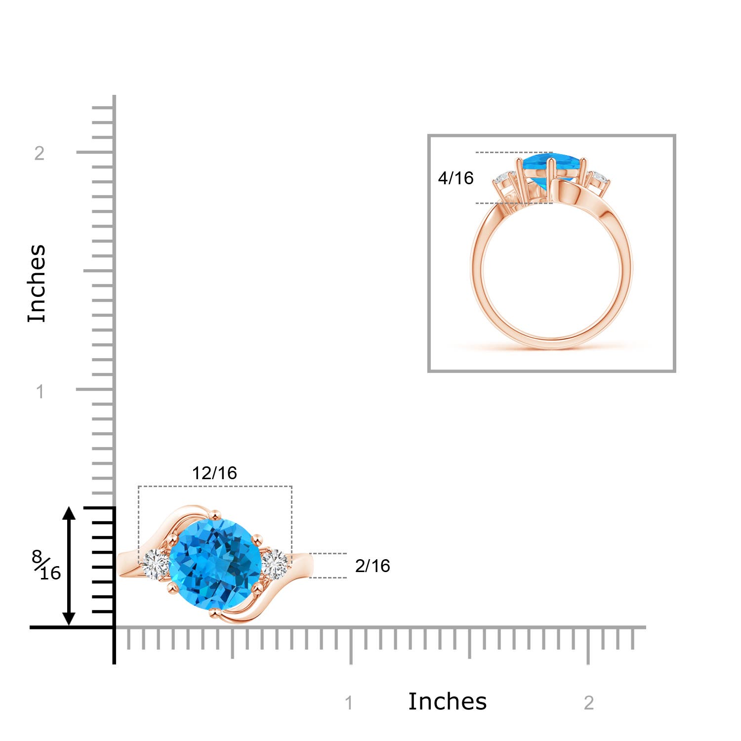 AAA - Swiss Blue Topaz / 4.47 CT / 14 KT Rose Gold