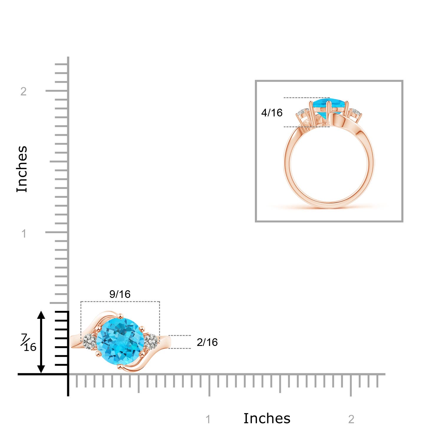 A - Swiss Blue Topaz / 2.39 CT / 14 KT Rose Gold