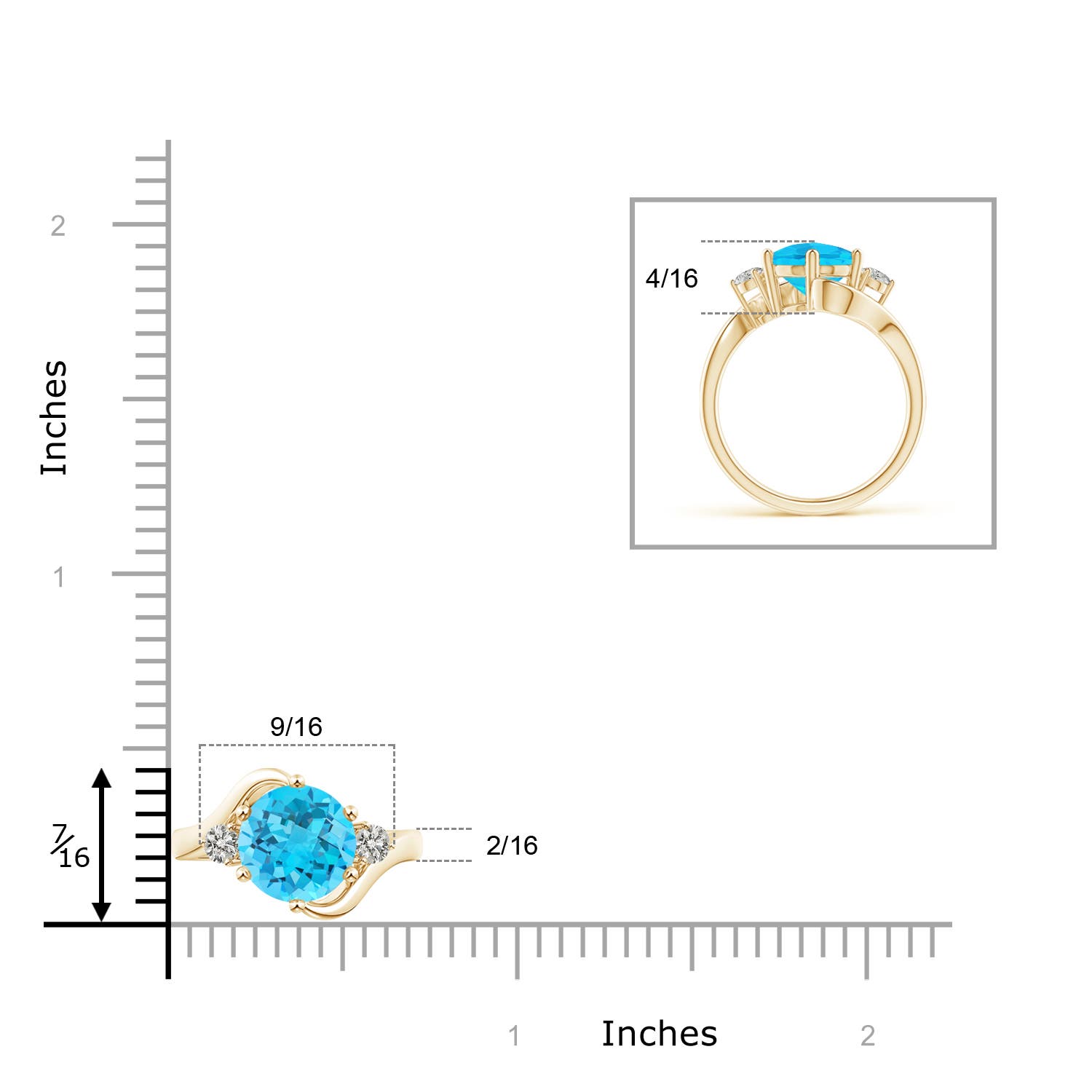 A - Swiss Blue Topaz / 2.39 CT / 14 KT Yellow Gold