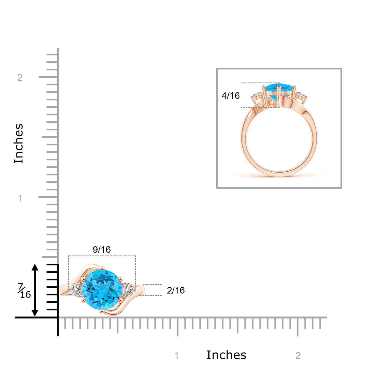 AA - Swiss Blue Topaz / 2.39 CT / 14 KT Rose Gold