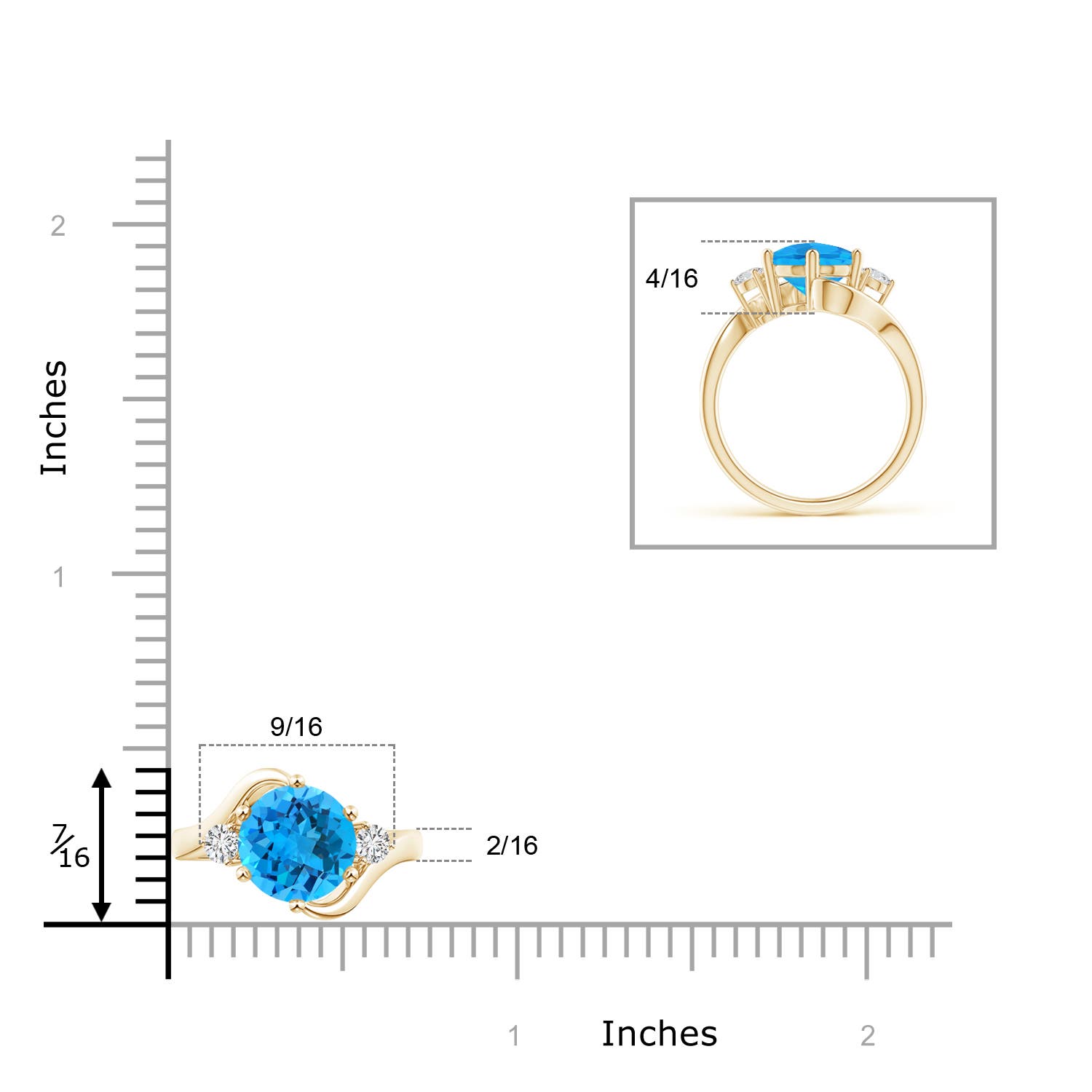 AAA - Swiss Blue Topaz / 2.39 CT / 14 KT Yellow Gold