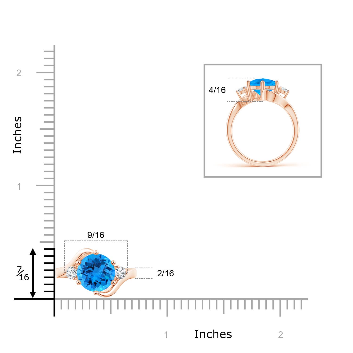 AAAA - Swiss Blue Topaz / 2.39 CT / 14 KT Rose Gold