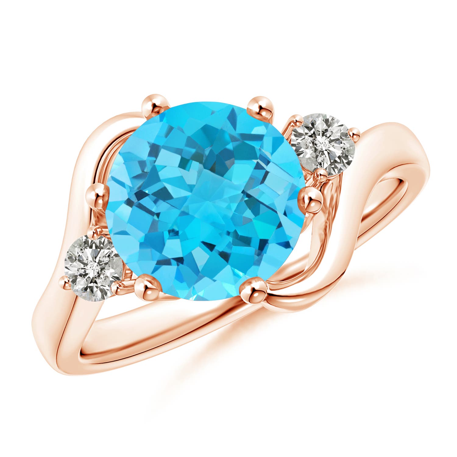 A - Swiss Blue Topaz / 3.96 CT / 14 KT Rose Gold