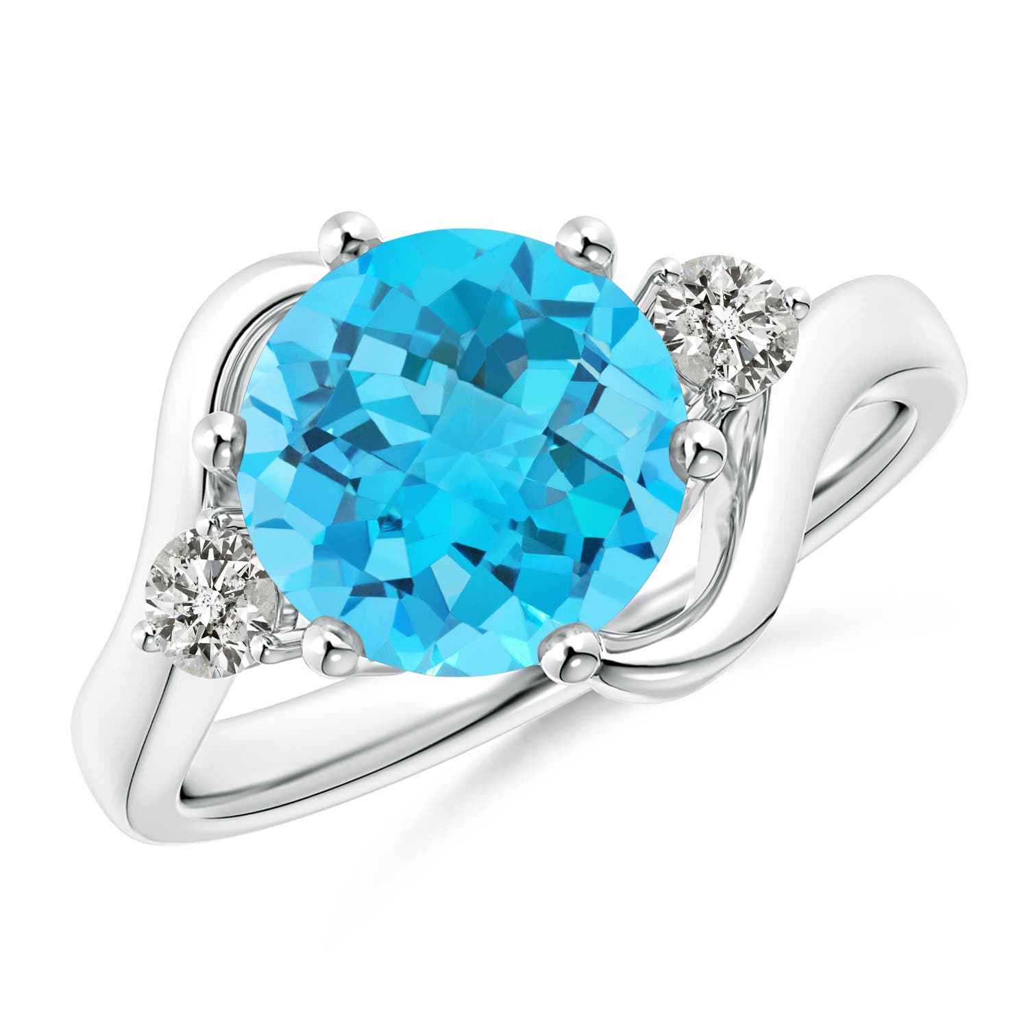 A - Swiss Blue Topaz / 3.96 CT / 14 KT White Gold