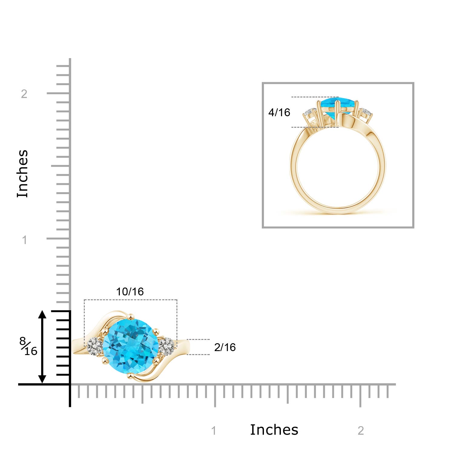 A - Swiss Blue Topaz / 3.96 CT / 14 KT Yellow Gold