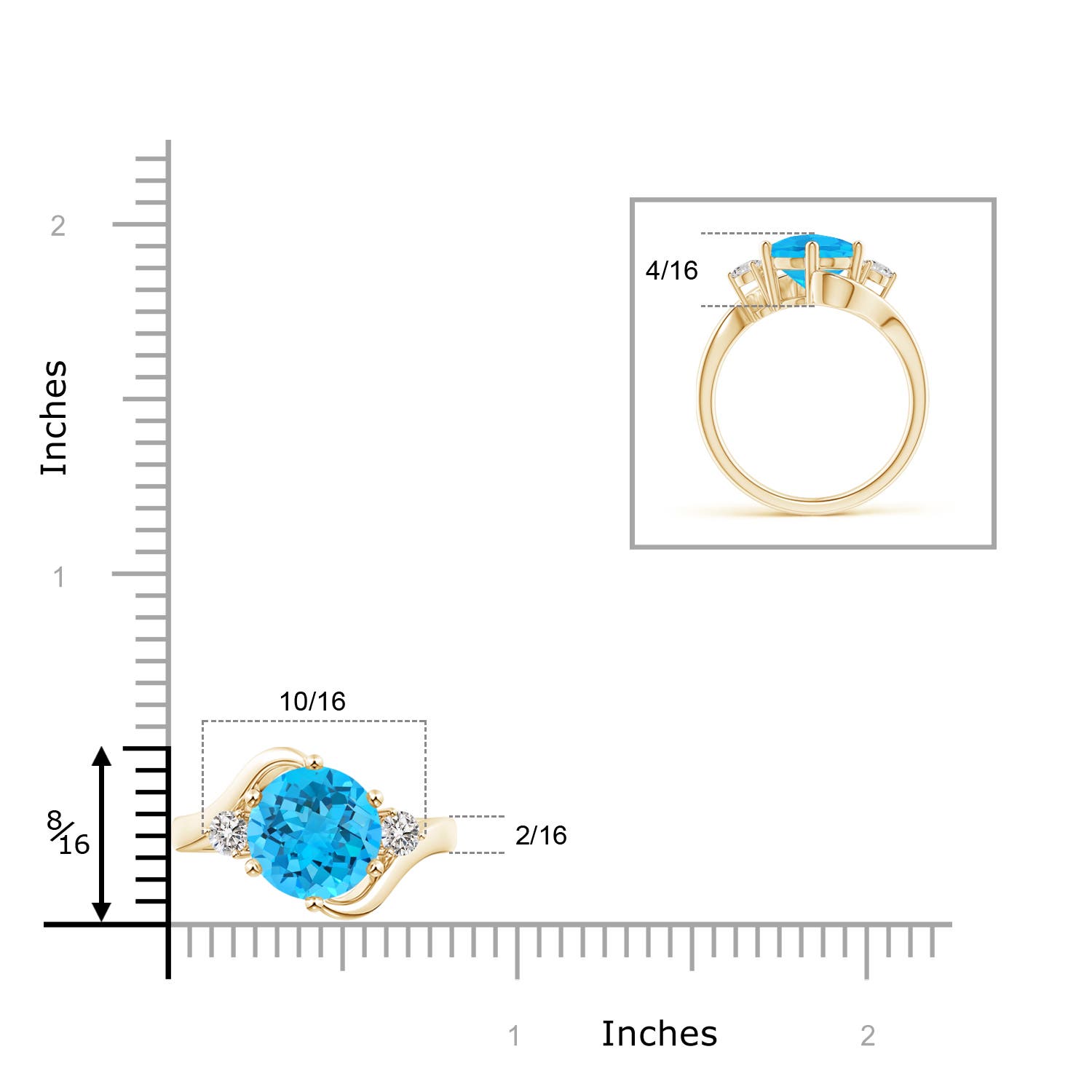 AA - Swiss Blue Topaz / 3.96 CT / 14 KT Yellow Gold