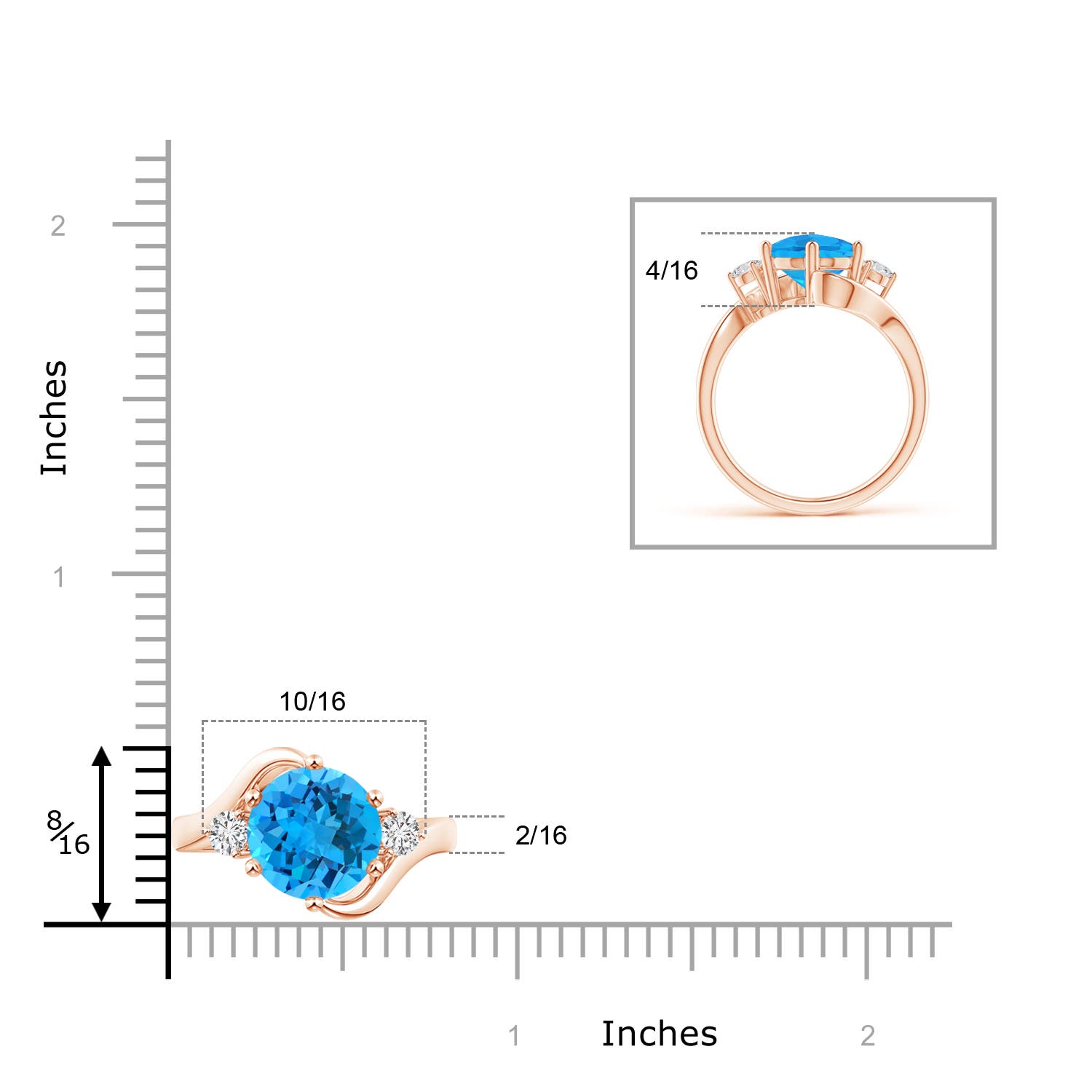 AAA - Swiss Blue Topaz / 3.96 CT / 14 KT Rose Gold