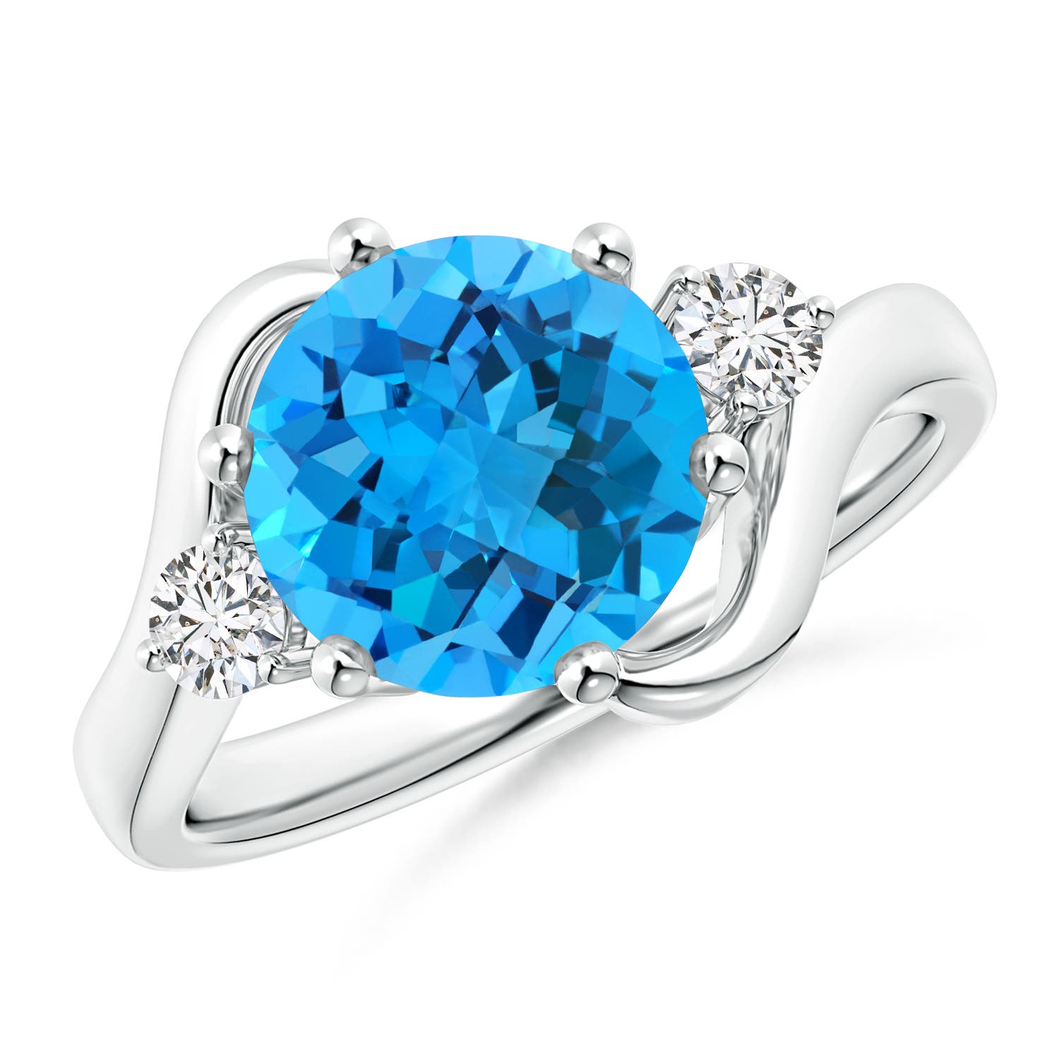 AAA - Swiss Blue Topaz / 3.96 CT / 14 KT White Gold