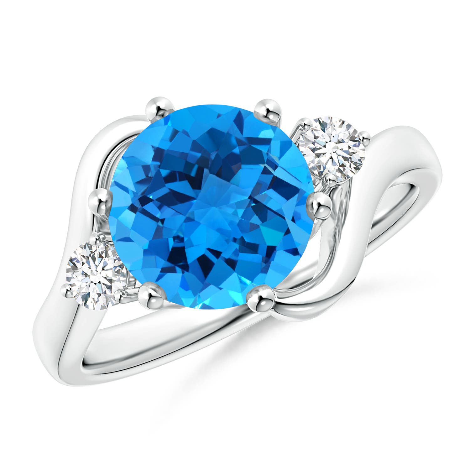 AAAA - Swiss Blue Topaz / 3.96 CT / 14 KT White Gold