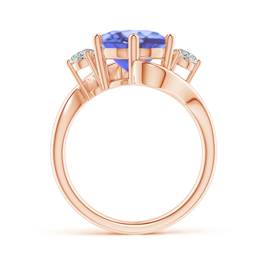 10mm A Round Tanzanite and Diamond Three Stone Bypass Ring in Rose Gold product image