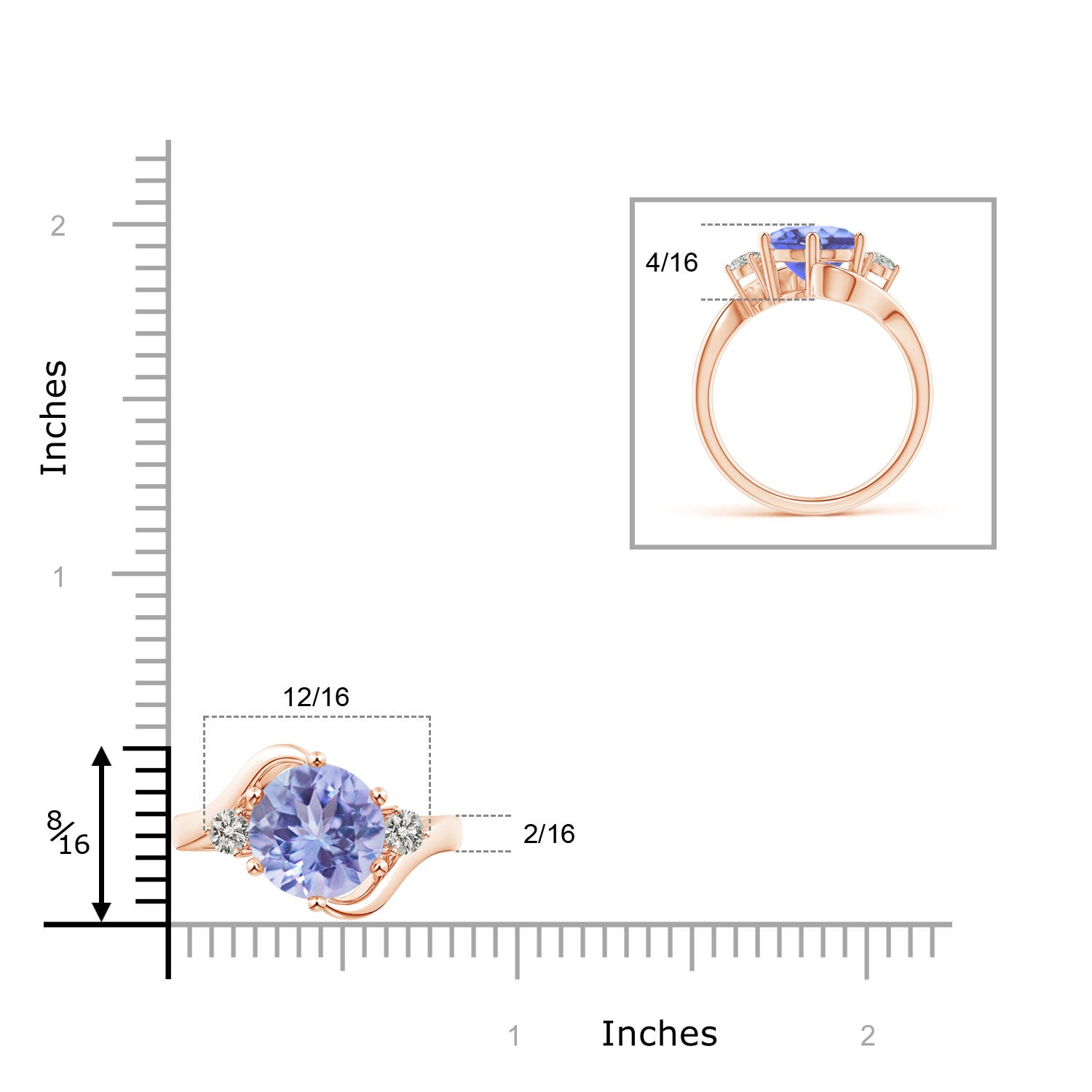 A - Tanzanite / 3.82 CT / 14 KT Rose Gold