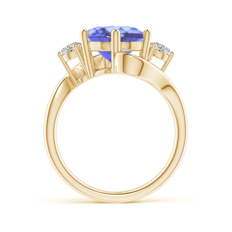 10mm A Round Tanzanite and Diamond Three Stone Bypass Ring in Yellow Gold product image