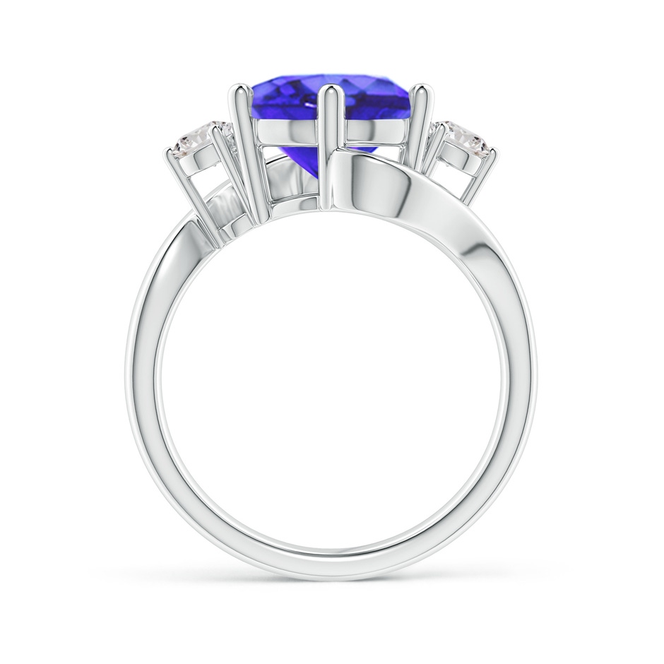 10mm AA Round Tanzanite and Diamond Three Stone Bypass Ring in White Gold product image