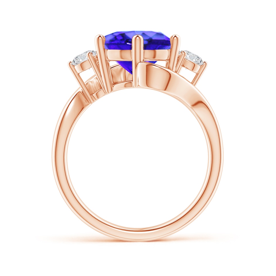10mm AAA Round Tanzanite and Diamond Three Stone Bypass Ring in Rose Gold product image